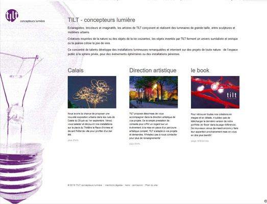 création sign-web pour les concepteurs lumière Tilt
